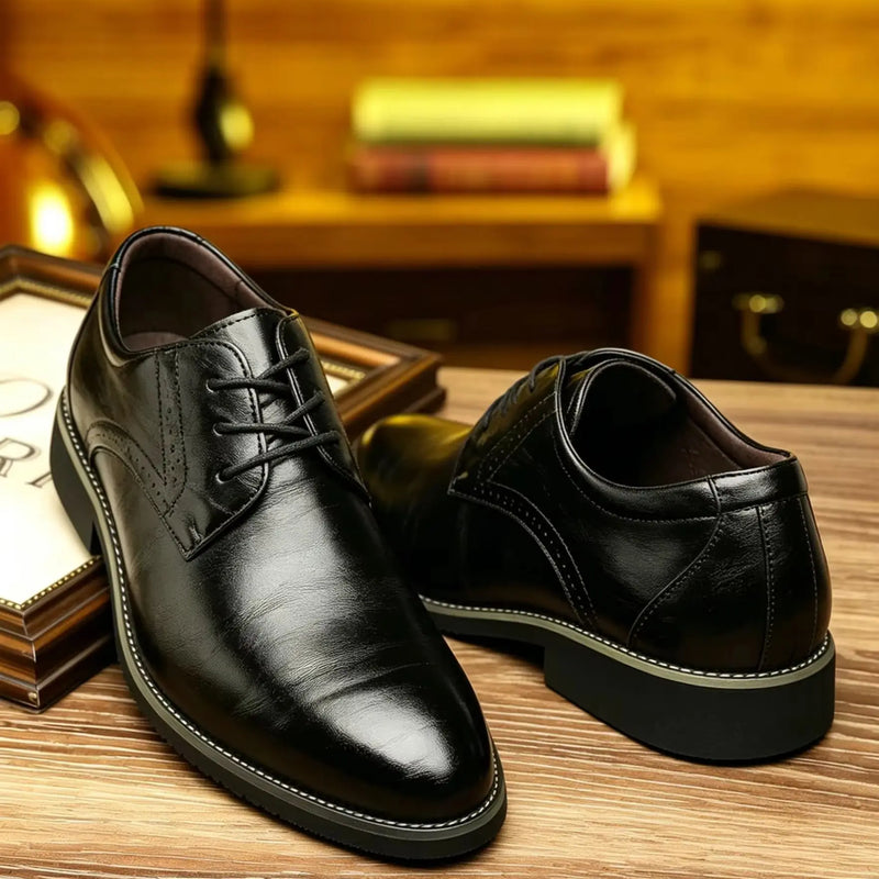 QRLQRL High Quality Mens Classic Black Comfortable Oxford Shoes  Men's Cowhide Carved Business Banquet Casual Leather Shoes