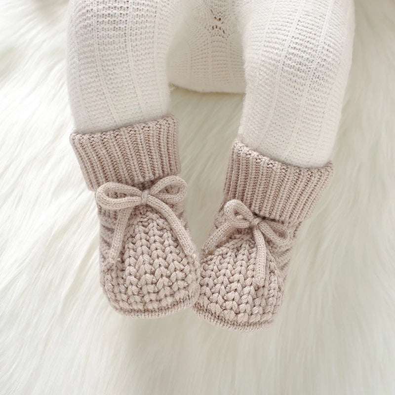 Baby Booties Knitted 0-12m Soft Soled Anti-Slip Newborn Boys Girls First Walkers Shoes Infant Toddler Unisex Sock Boot Kids Crib