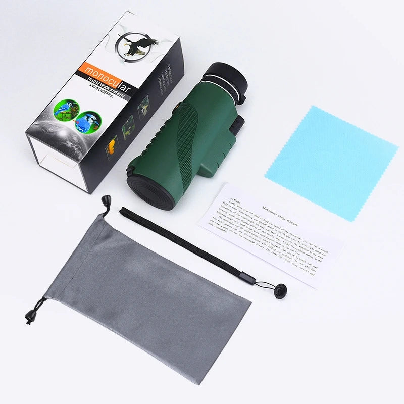Professional 80x100 HD Monocular Telescope w/ Phone Adapter & Tripod, BAK4 Prism for Bird Watching, Hunting, Night Vision