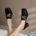 2026 Spring Autumn Fashion New Style Wide Head High Heels Shallow Mouth Women's Single Shoes Coarse Heels Hooded Women's Shoes