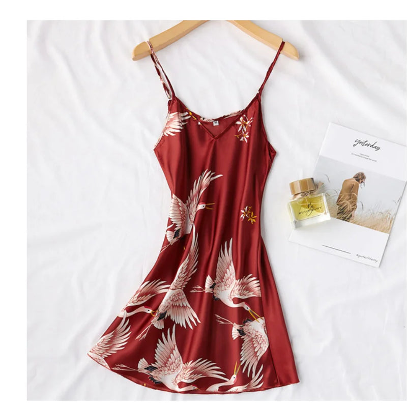 Sexy Nightwear Gown Set Women Pyjama V-Neck Pajamas Silky | SAMAG