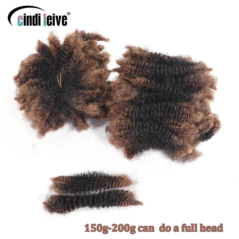 Ombre Brown Afro Kinky Curly Bulk Human Hair For Braiding #30-#1-#30 Crochet Braiding Hair Extensions Locks For Braids No Weft