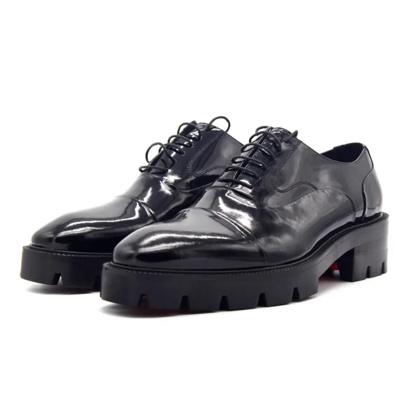 New Design Genuine Leather Casual Dress Oxford Shoes Men Fashion Thick Sole Office Business Wedding Shoes Male Black