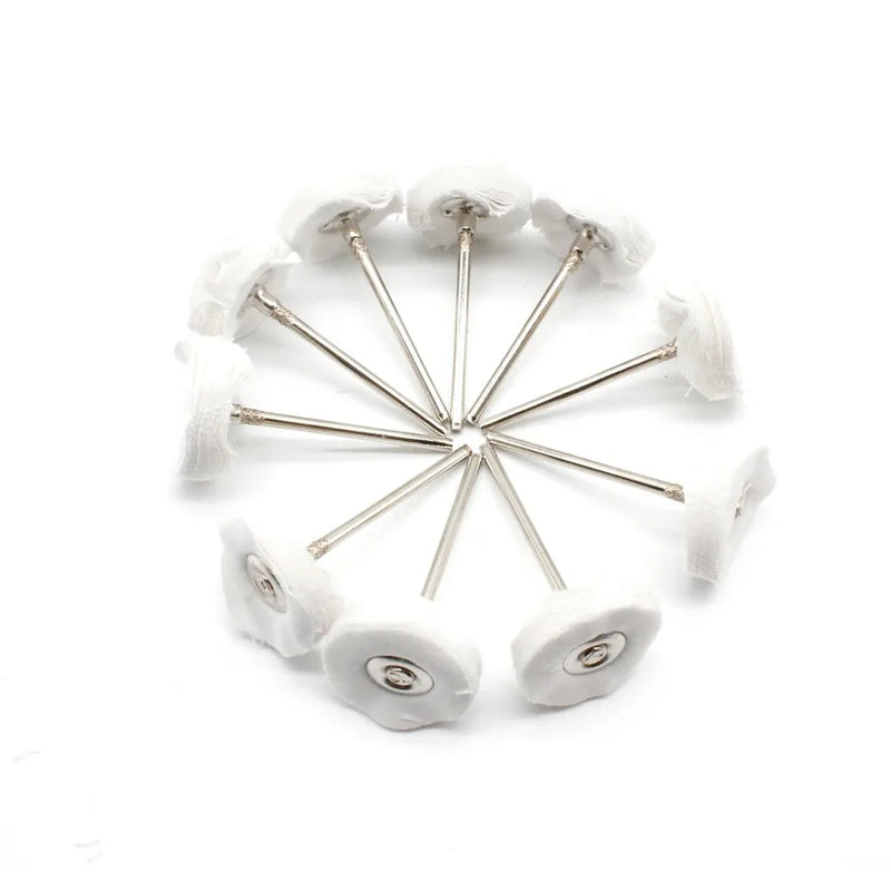 10PCS Jewelry Polishing Wheel Cloth Cotton Wool Brass Steel Wire Abrasive Brush For Rotary Tools 2.35 Shank