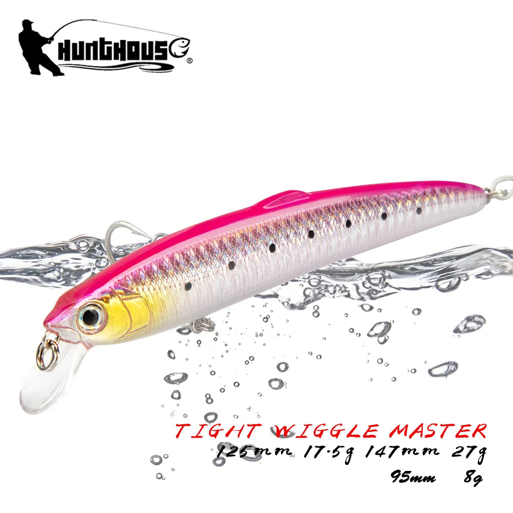 Hunthouse Minnow Fishing Lure 95/125/147mm Flexible Floating Jerkbait Hard Bait Wobbler For Sea Pike Bass Fish Tackle