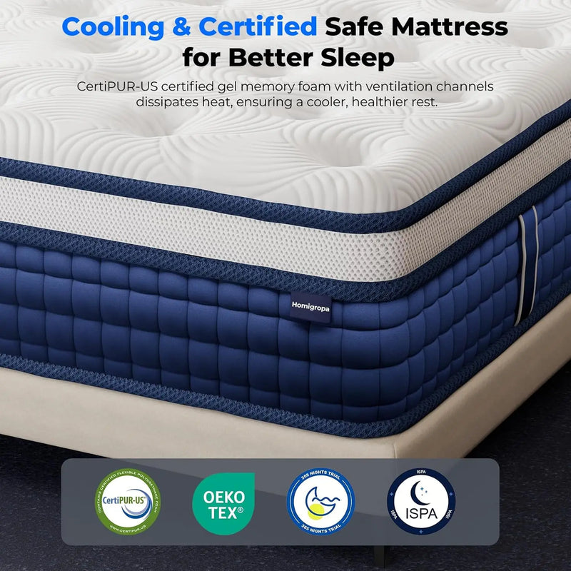 Queen Size Mattress 12 Inch, 9 Layer Hybrid in a Box | SAMAG
