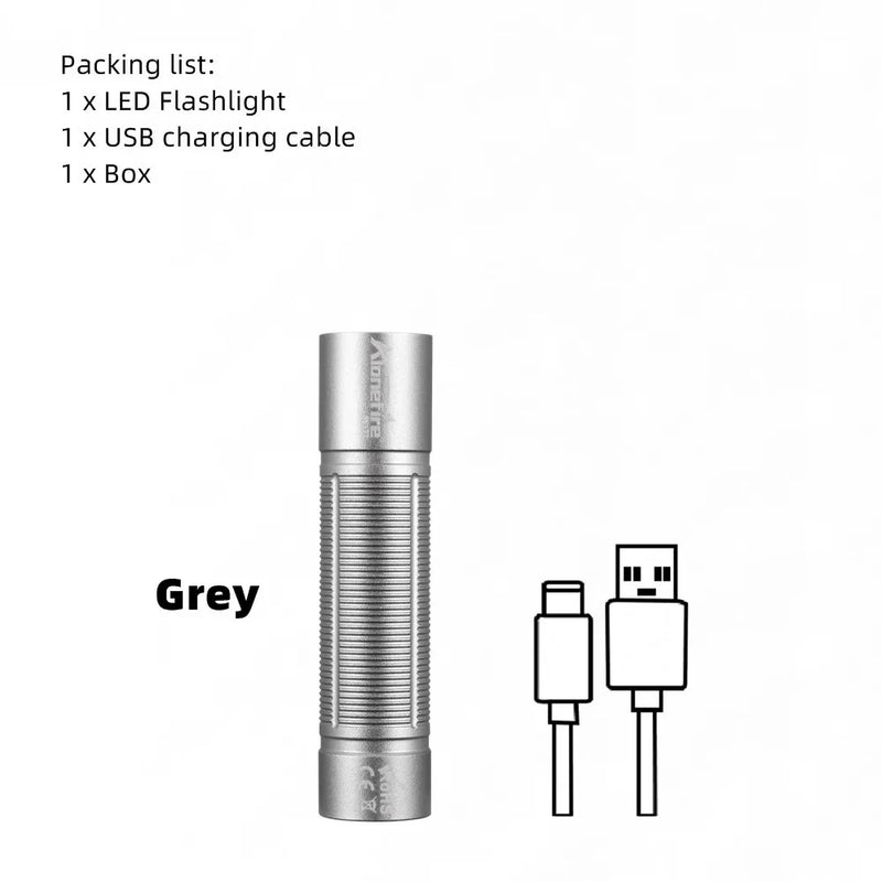 Alonefire Mini LED Flashlight Small USB Rechargeable Night Lighting Light Outdoor Hiking Camping Household Emergency Lamp Torch