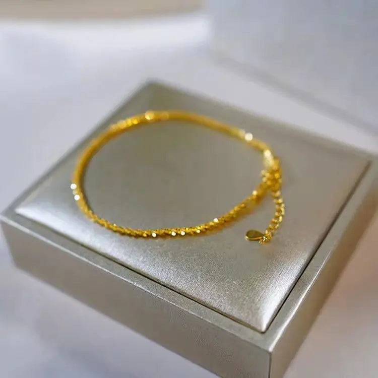 14 K Pure Gold Color Shiny Bracelet Chain for Women Bride Wedding Bracelet Bangle Fine Jewelry Gifts Not Fade