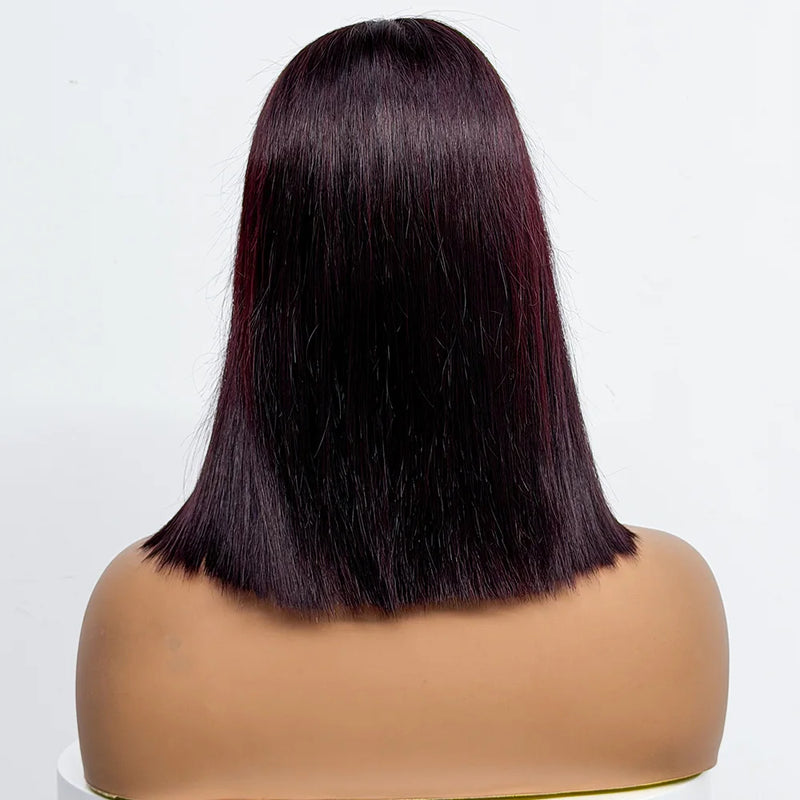 250% Density Bob Straight Human Hair 2X6 Transparent Lace Closure Frontal Human Hair Wigs 100% Human Hair Ginger 99J Colored Wig