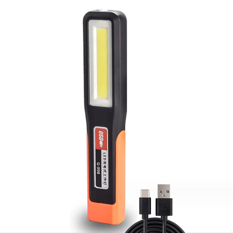 1-10PCS Powerful LED Work Light with Magnet Lighting Flashlight Car Garage Mechanic Lamp USB Charging COB Emergency Warning Ligh