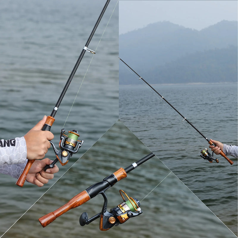 Sougayilang Fishing Rod Reel Combo High Sensitivity Fiberglass Telescopic Fishing Rod 5.5:1 Gear Ratio Spinning Reels Set Pesca