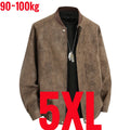 Big Size 8XL Suede Leather Jacket Men Cotton Padded Coat Motorcycle Male Oversize College Large Plus Winter Zipper Windbreaker