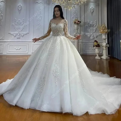Elegant Lace Appliques Women Wedding Dresses A - Line | SAMAG