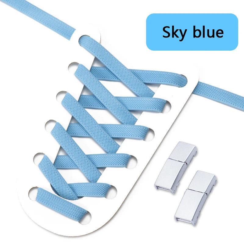 Magnetic Lock Shoelaces Without ties 8mm Wide Flat Elastic Laces Sneakers Tennis No Tie Shoe laces Easy Use Shoes Accessories