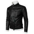 Winter Men Fleece-Lined Thicken Fur Integrated Leather New Men Leather Clothing with Stand Collar Lambswool Leather Jacket