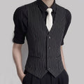 Classic Striped Suit Vest for Men V-neck Bar KTV Bartender Vest Slim Fit Casual Business Wedding Groom Social Uniform Waistcoat