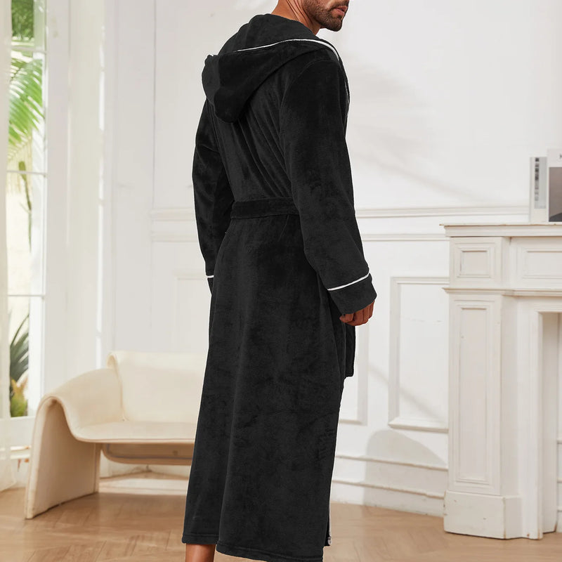 Winter New Arrival Men's Flannel Couple's Robes Men's Flannel Bathrobe Pyjamas Women's Coral Fleece Thickened Mid-Length Robe