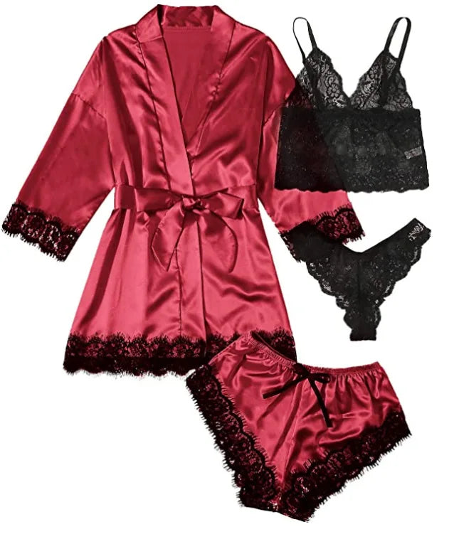 European and American Sexy Women's Pajamas Four-piece | SAMAG