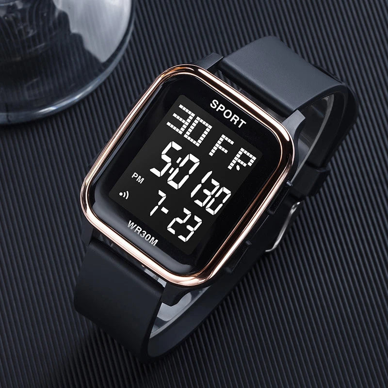 YIKAZE Sports Watch for Men Waterproof Multifunction Electronic Watch Ultra-thin Men's LED Digital Wristwatch for Man Student