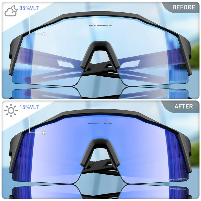 Kapvoe Red Photochromic Cycling Sunglasses for Men Blue | SAMAG