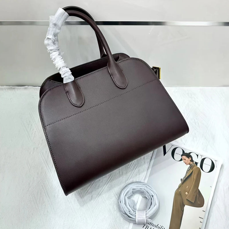 Women Genuine Leather Boston Bag Large Capacity Tote Handbag Soft Cowhide Vintage Shoulder Crossbody Fashion Top Handle Purse 32