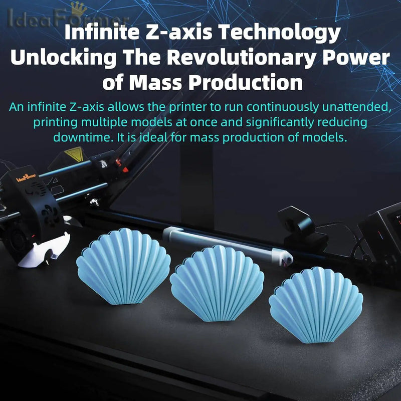 IdeaFormer IR3 Conveyor Belt 3D Printer with Extended Roller, 250×250×∞mm IR3 V2 Infinite Z Axis Belt 3D Printer