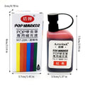 12Color POP Markers Refill Ink,25cc Permanent Marker Ink,Quick-Drying Waterproof And Non-Fading,Non-Erasable Marker Ink Refill