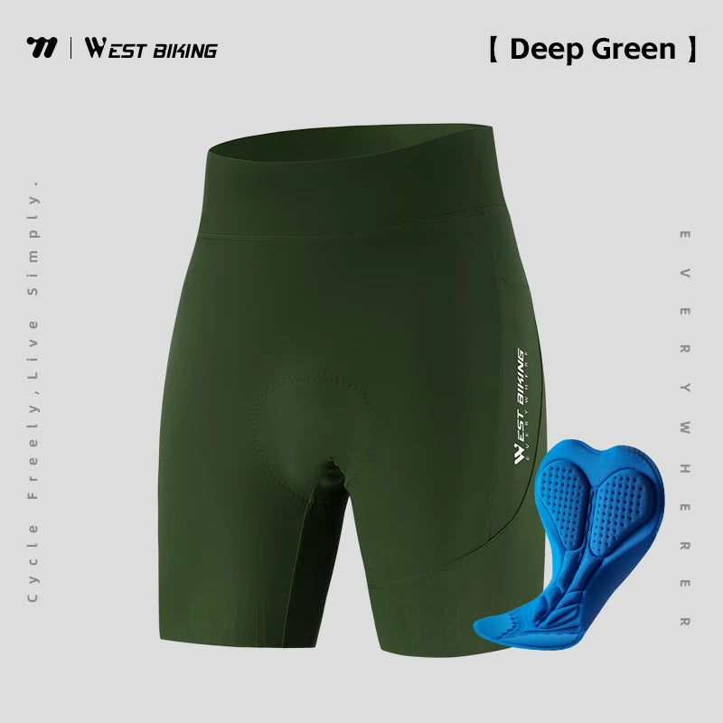 WEST BIKING Men Cycling Shorts With Pockets Anti Slip 4-Way Stretch Sponge Pad Men's Shorts Quick Dry Soft Gravel Women's Shorts