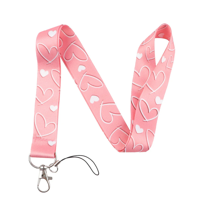 Heart Lanyard Simple Style Neck Strap for Key ID Card Cell Phone Straps Badge Holder DIY Hanging Rope Neckband Accessories