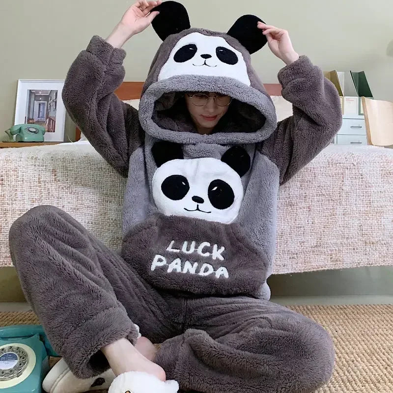 2025 New Autumn and Winter Loungewear Coral Fleece Pajamas Men Plus-size Long-sleeved Sleepwear Suit Thickened Plush Homewear