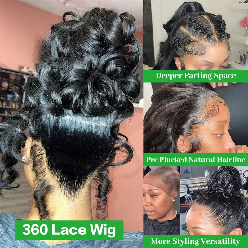 13x4 Lace Front Wigs Human Hair Body Wave Transparent Lace Front Wigs 250% Density Natural Black Color Human Hair Pre Plucked With Baby Hair For Women Natural Looking 34 Inch