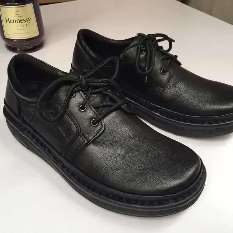 Men's Large Size Leather Cow Shoes Flat Outdoor Leather Shoes 46 47 All Genuine Leather Casual Shoes