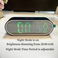 Digital Alarm Clock TEMP Date Week 2 Alarms Night Mode Snooze 12/24H Anti-disturb Voice Control Rechargeable LED Mirror Clock