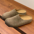 Zuecos De Mujer Suede Mule Shoes Women's Single Shoes 2026 Spring Autumn Baotou Half Slippers Outdoor Pull on Clog Mules Femme