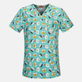 Nurse Uniforms Women Print Short Sleeve V-neck Scrubs Working Medical Blouse Overalls Uniforms Medical Nursing Spa Pet Dentistry