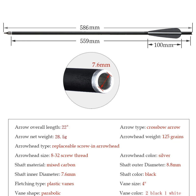 Archery Crossbow Carbon Arrows 20/22 Inches Spine400 | SAMAG