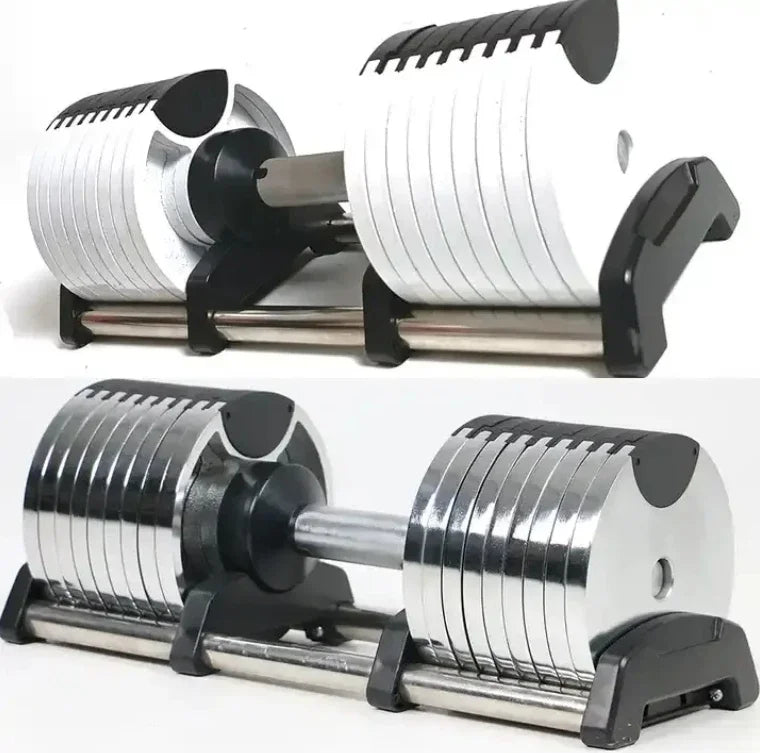 Adjustable 10kg-50kg Plastic Dumbbell Set with Silver | SAMAG