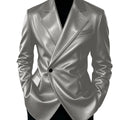 Men's Leather Blazer Slim Fit Faux Suit Jacket Formal - View 21 | SAMAG