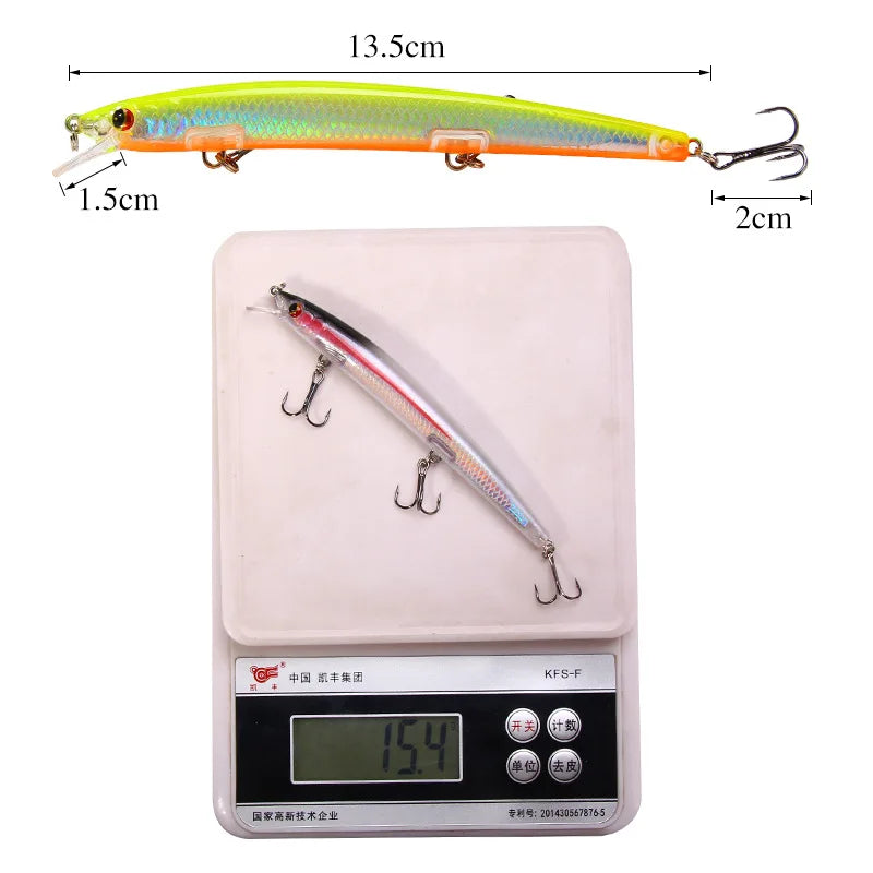 Big Laser Minnow Fishing Lures 13.5cm15g Hard Bait Crank | SAMAG