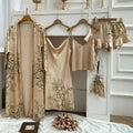 Silk Robe Sleep Suit Women's Lace Satin Pajamas Gown Set | SAMAG