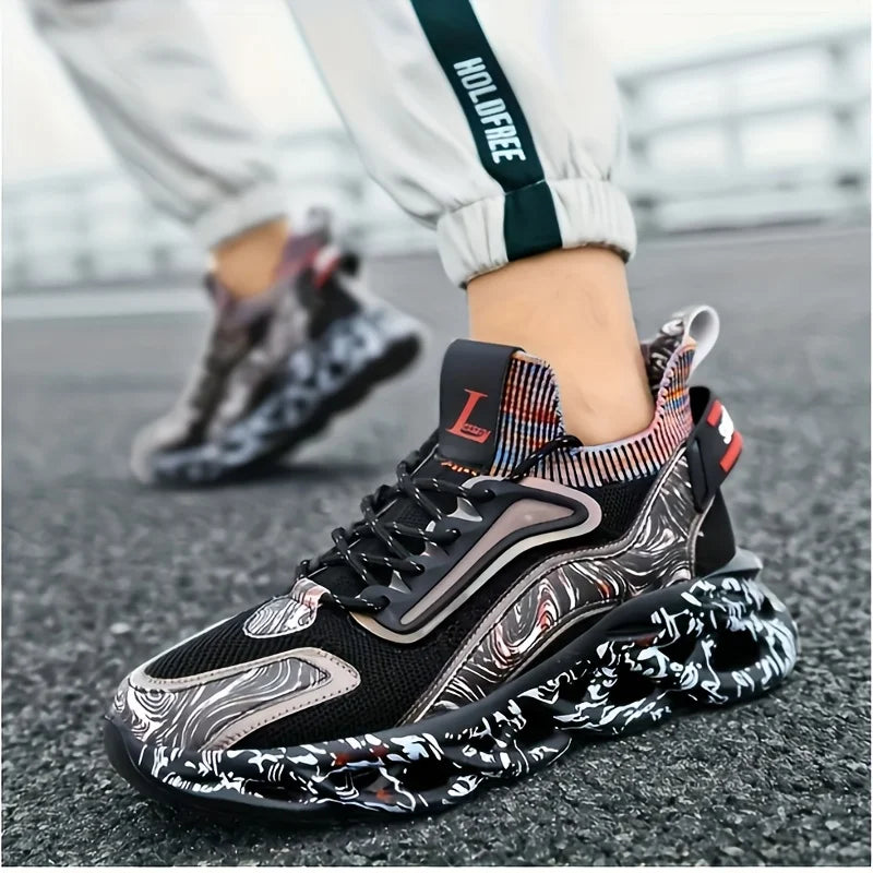 Men's Lace-Up Breathable Fabric Lightweight Casual Running Shoes