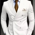 High Quality Brown Men Suits 2024 Double Breasted Bespoke Wedding Suit Peaked Lapel Formal Blazer Slim Fit 2 Piece Jacket Pants