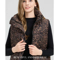 Leopard Women's Autumn Winter Sleeveless Parkas Jacket 2025 Woman Mandarin Collar Cotton Padded Vest Korean Style Waistcoat