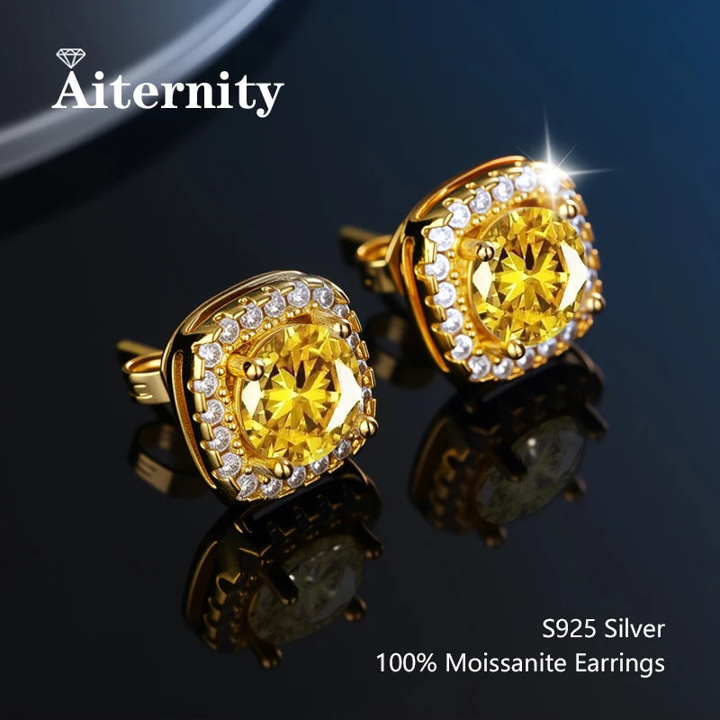 D VVS1 Moissanite Stud Earrings For Women Pass Diamond Tester Pen S925 Platinum Plating Moissanita With 2 Certificates