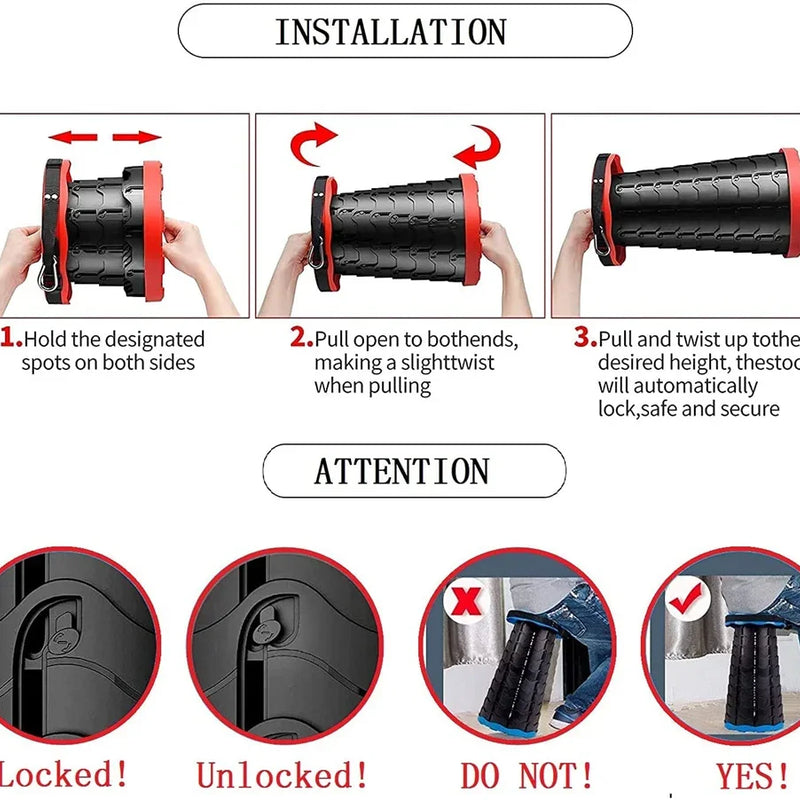 Telescopic Folding Camping Chair, Portable Foldable Camping Stool, Folding Beach Chair, Foldable Stool for Fishing Hiking Garden