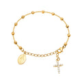 Charm Cubic Zirconia Cross Rosary Bracelet for Women, Stainless Steel Mary Adjustable Link, Religious - Visuel 5 | SAMAG
