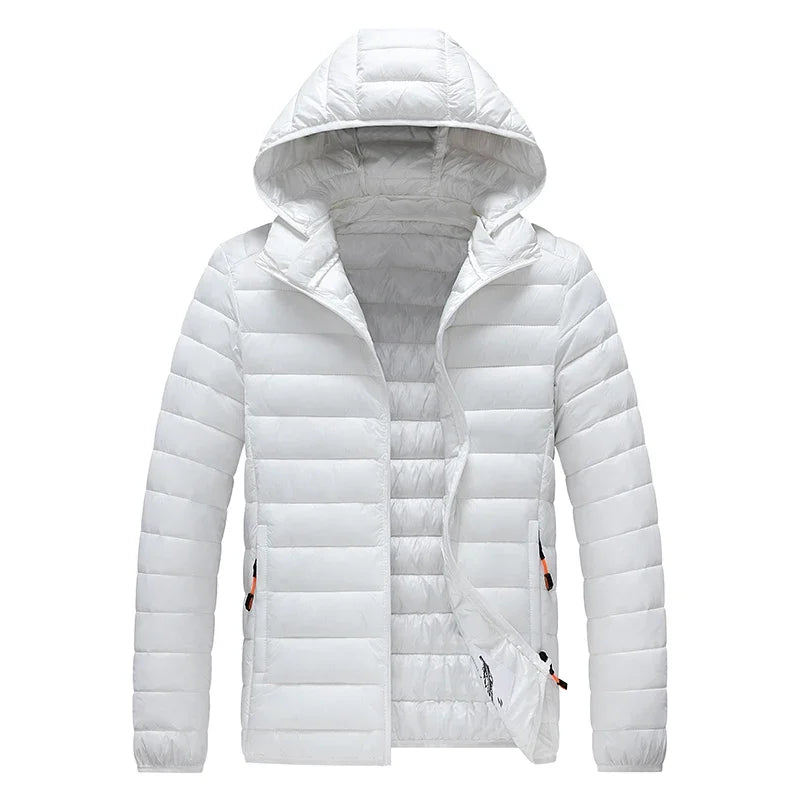 2026 New Men's Lightweight Padded Jacket Hooded Zip-up Parka Male Cotton Down Warm Demi-season Autumn Spring Warm Big Size Coat