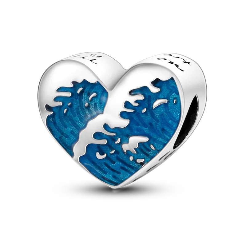 925 Sterling Silver Ocean Theme Charm Beads For Women Blue Wave Dolphin Seashell Compatible Summer Beach Vacation Jewelry