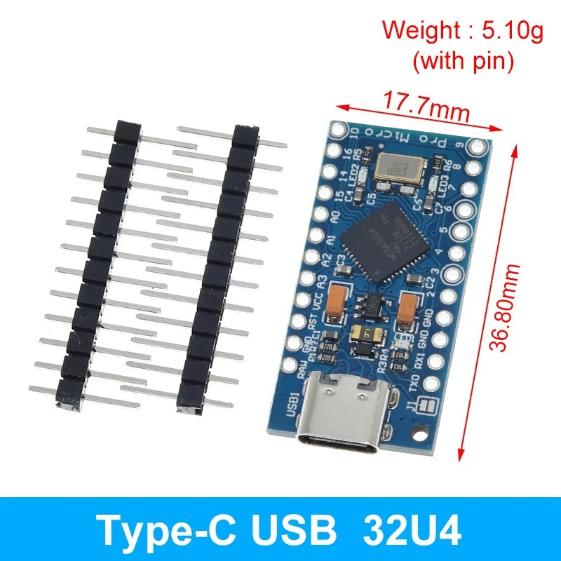 TZT MICRO/MINI/TYPE-C USB ATMEGA32U4 Module 5V 16MHz Board For Arduino ATMEGA32U4-AU/MU Controller Pro-Micro Replace Pro Mini