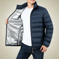 Graphene Self-heating Parka Jackets Men Solid Windproof Cotton Down Jackets Man Stand Collar Parkas Winter Padded Down Coat Male
